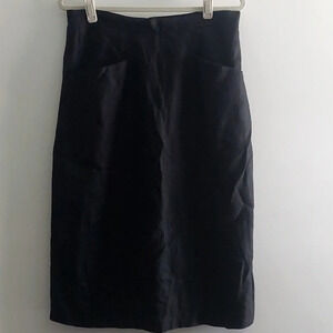 Vintage Linen Midi skirt black fully lined size 16 Slouchy pockets Axiom